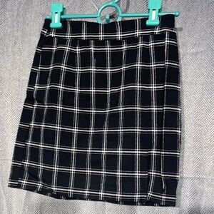 Garage Black and White Checkered Pencil Skirt